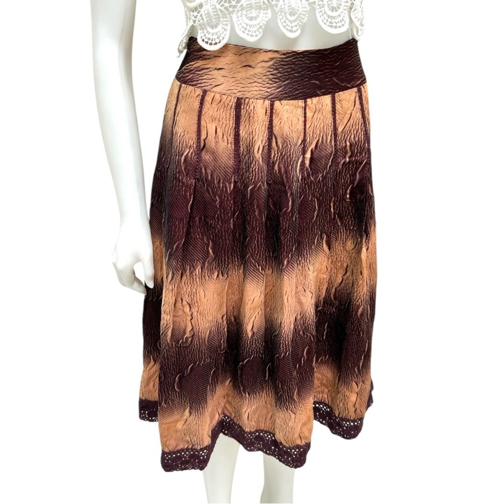 Vintage DESIRE Pleated Midi Skirt Ombre Crochet Artsy ResortWear Whimsygoth‎ Y2K